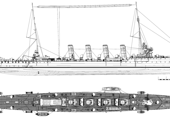 Корабль KuK Saida [Light Cruiser] (1914) - чертежи, габариты, рисунки